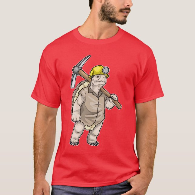 Turtle Miner Pickaxe Mining T-Shirt (Front)