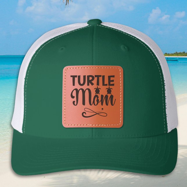 Turtle Mom Environmental Beach Theme Leather Patch Hat (Creator Uploaded)