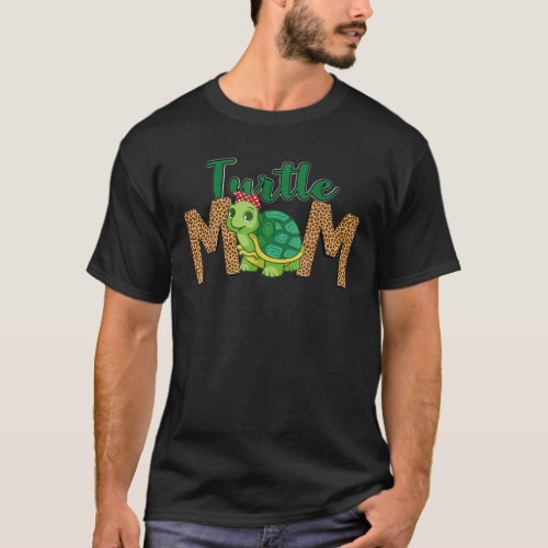 Turtle Mom Leopard Headband Mama Mother Day T_Shirt