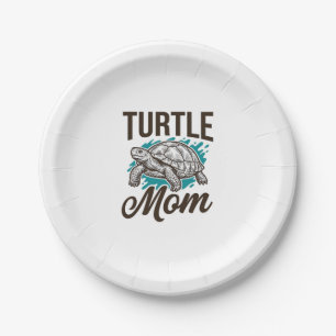 Turtle Mom Vintage Engraving Vector Design_1 Paper Plates