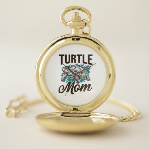 Turtle Mom Vintage Engraving Vector Design_1 Pocket Watch