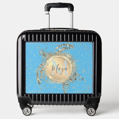 Turtle Monogram Glitter Stars Personalized Luggage