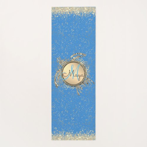 Turtle Monogram Stars on Blue  Yoga Mat