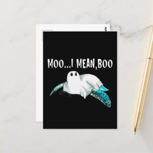Turtle Moo I Mean Boo Funny Womens Halloween Gift Postcard