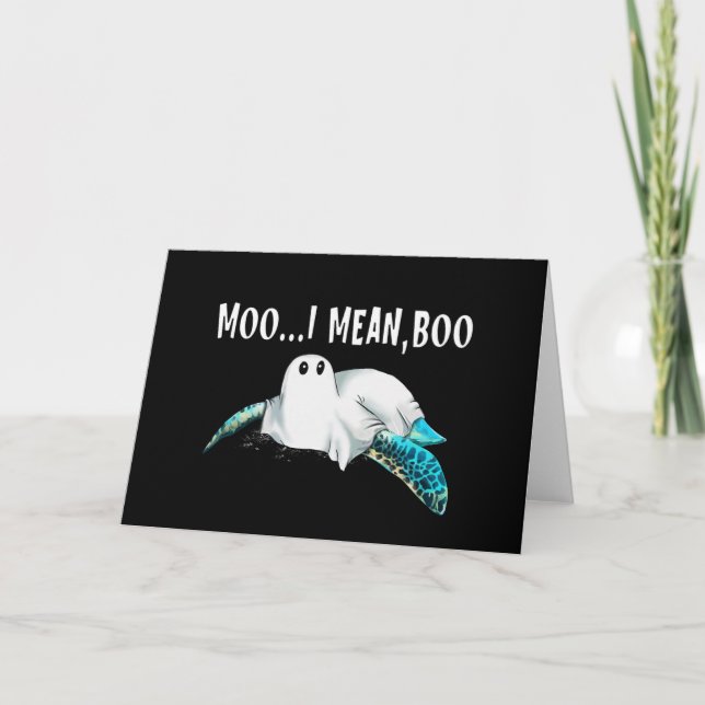 Turtle Moo I Mean Boo Funny Womens Halloween Gift  Thank You Card (Front)