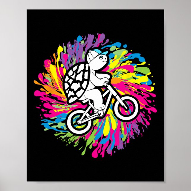 Turtle Mtb Cycling Mountain Biking Lover Tortoise  Poster (Front)