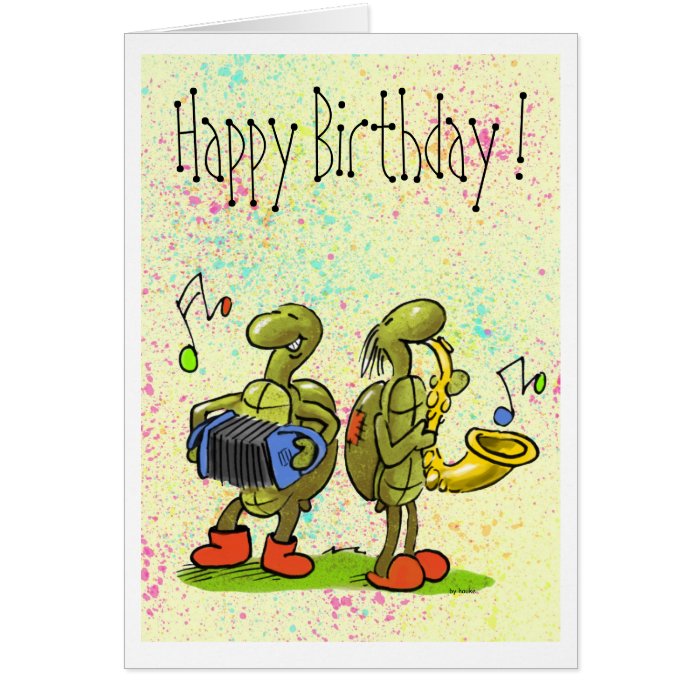 turtle music birthday card