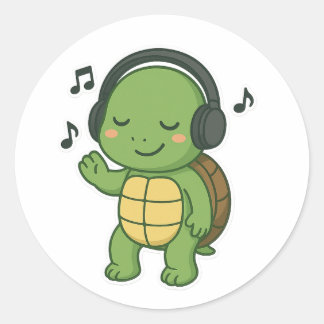 Turtle music classic round sticker