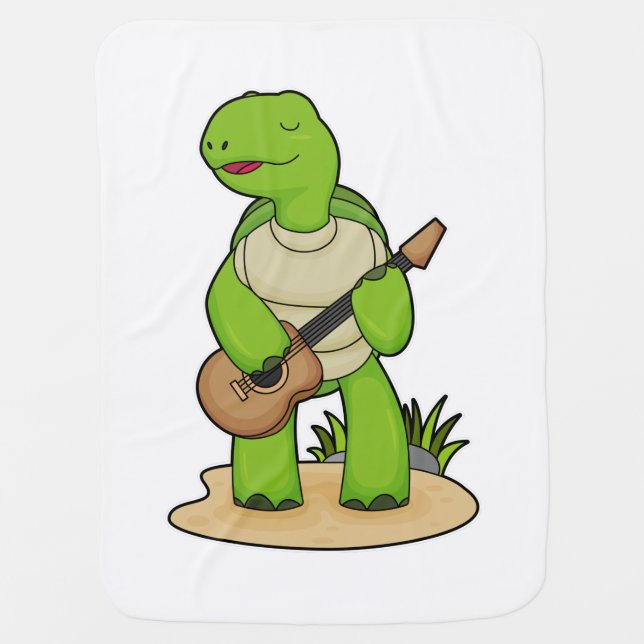 Turtle Musician Guitar Music Baby Blanket (Front)