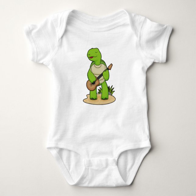 Turtle Musician Guitar Music Baby Bodysuit (Front)