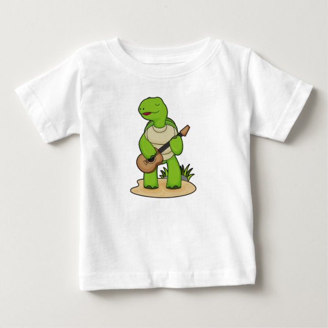 Turtle Musician Guitar Music Baby T-Shirt (Front)