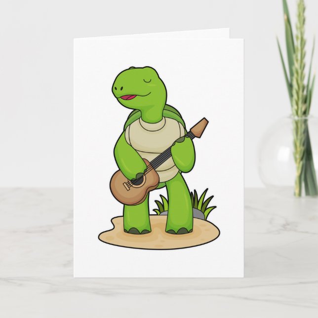 Turtle Musician Guitar Music Card (Front)
