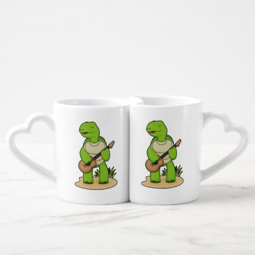 Turtle Musician Guitar Music Coffee Mug Set