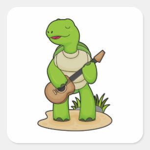 Turtle Musician Guitar Music Square Sticker
