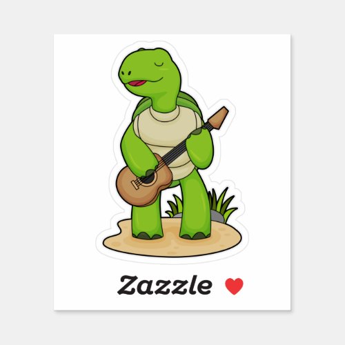 Turtle Musician Guitar Music Sticker