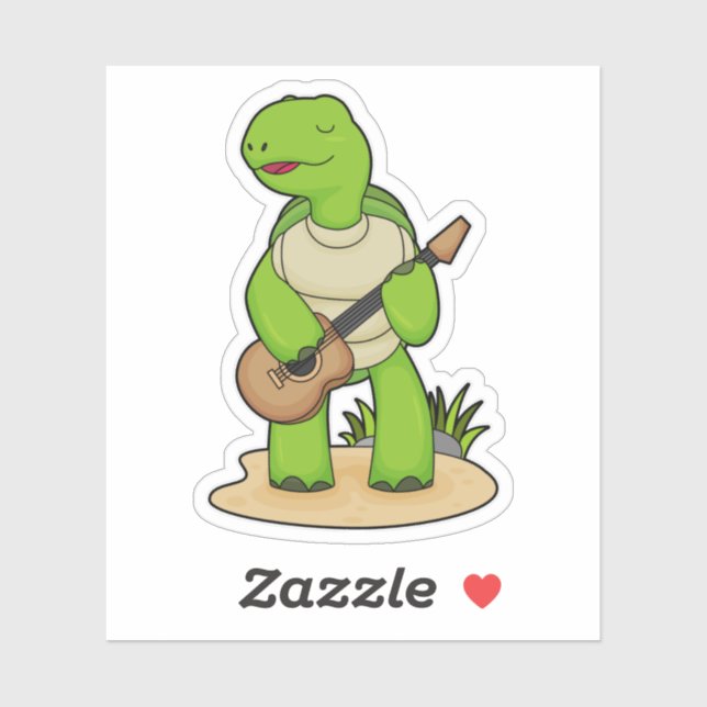 Turtle Musician Guitar Music Sticker (Sheet)