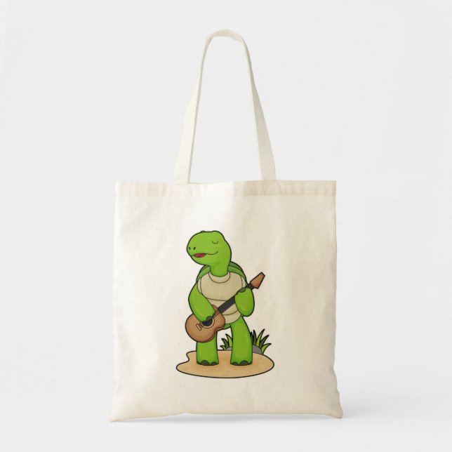 Turtle Musician Guitar Music Tote Bag (Front)
