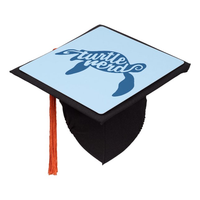 Turtle Nerd (Blue) Graduation Cap Topper (Angled)