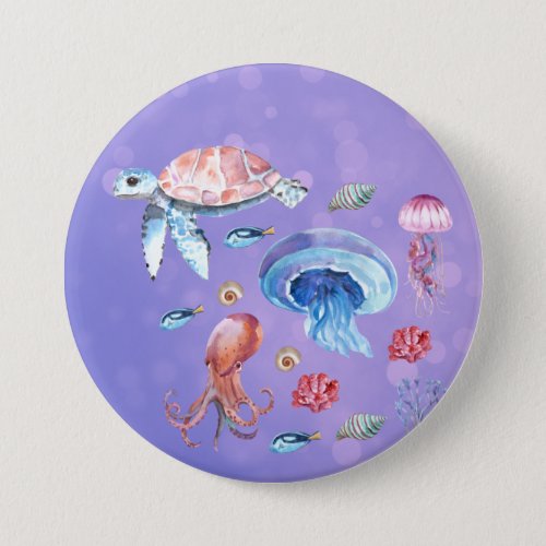 Turtle Octopus Jellyfish Swimming Button