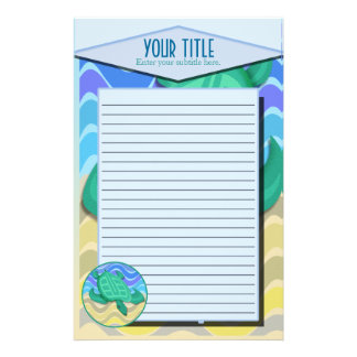Turtle On Beach Lined Stationery