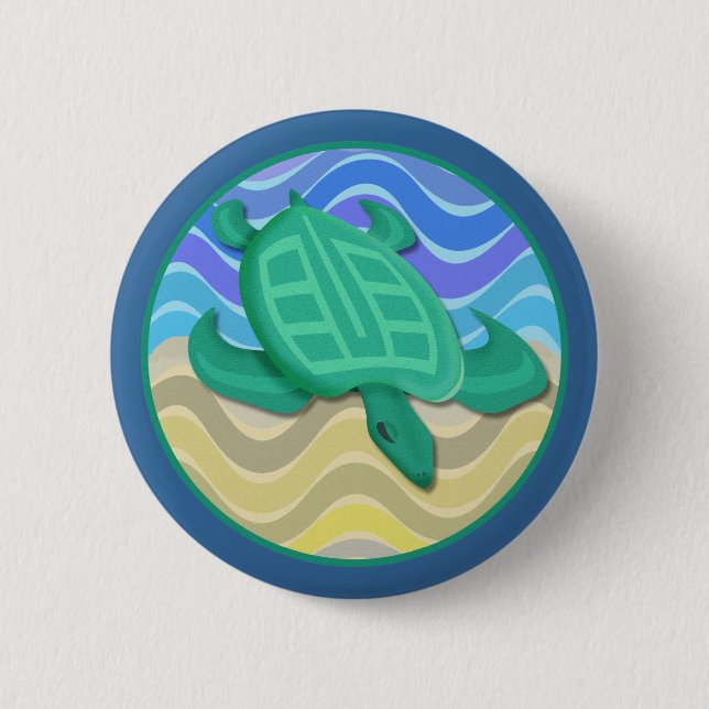 Turtle On Beach Round Buttons (Front)