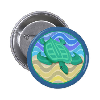Turtle On Beach Round Buttons
