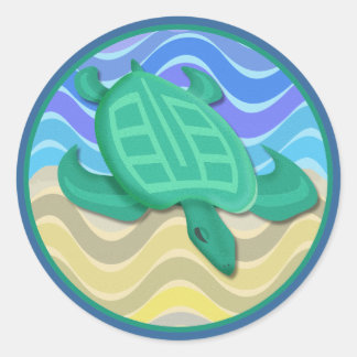 Turtle On Beach Stickers