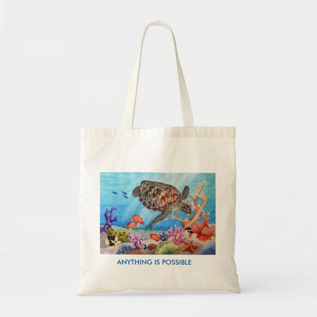Turtle on reef Tote bag (Front)