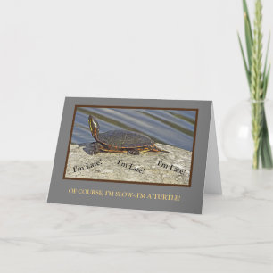 TURTLE ON ROCK/BELATED BIRTHDAY CARD/CUSTOMIZABLE CARD