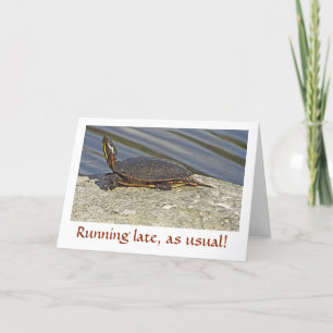 TURTLE ON ROCK/BELATED BIRTHDAY CARD/CUSTOMIZABLE CARD