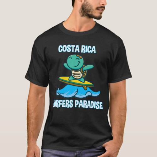 Turtle on surfboard in kawaii style _ Costa Rica T_Shirt