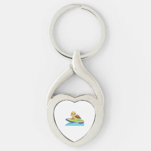 Turtle on surfboard keychain