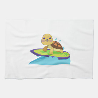 Turtle on surfboard kitchen towel