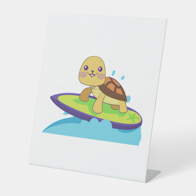 Turtle on surfboard pedestal sign (Front)