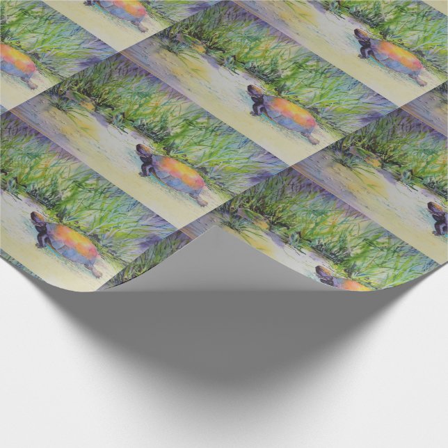 Turtle on the Beach Wrapping Paper (Corner)