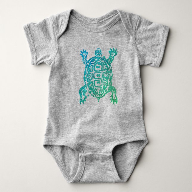 Turtle one piece baby bodysuit (Front)
