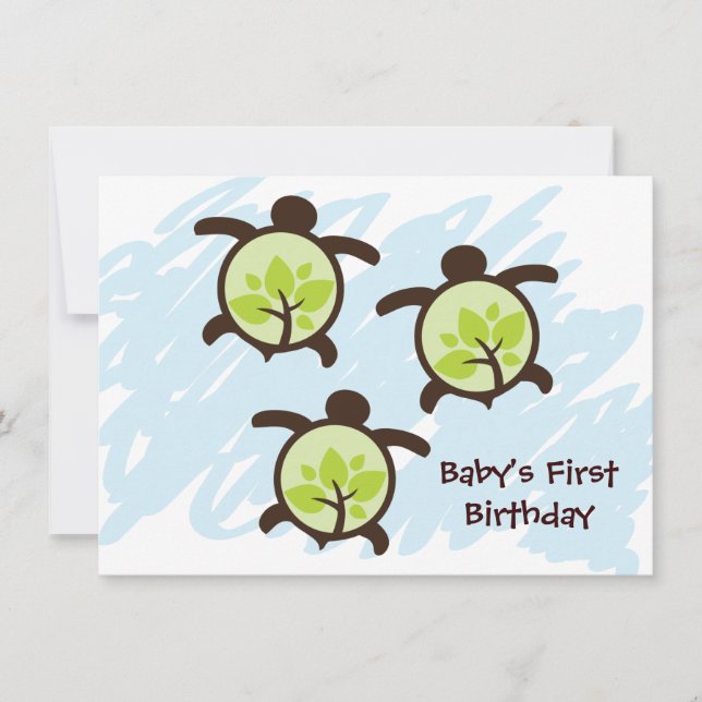 Turtle Organic Planet Custom Party Invitations (Front)
