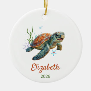 Turtle Ornament,Sea Animals,Gift For Grandson Ceramic Ornament