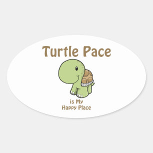 Turtle Pace is my Happy place Oval Sticker