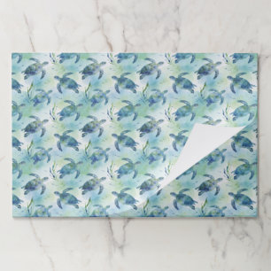 Turtle Paper Placemats, Watercolor Sea Turtle Pad