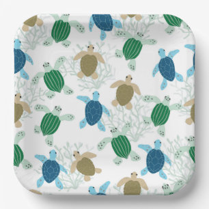 Turtle Paper Plates, Sea Turtle Ocean Party Plates