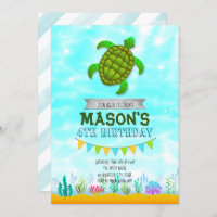 Turtle Party birthday invitation