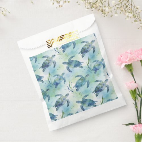 Turtle Party Gift Bags, Watercolor Sea Turtle Favor Bag