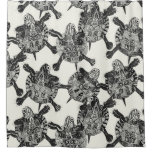 turtle party ivory black shower curtain