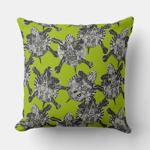 turtle party lime green throw pillow
