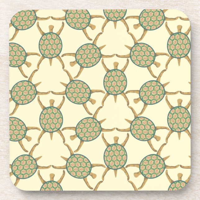 Turtle pattern beverage coaster (Front)