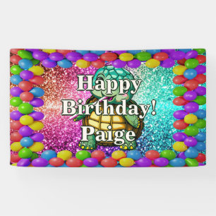 Turtle Personalized character birthday banner
