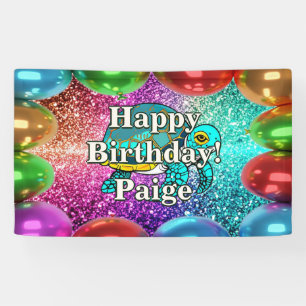 Turtle Personalized character birthday banner