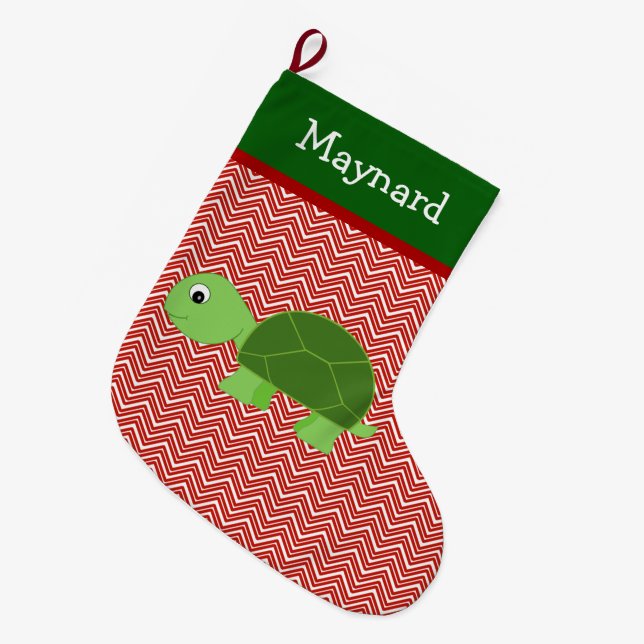 Turtle Pet Personalized Large Christmas Stocking (Front (Hanging))