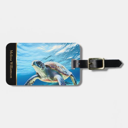 Turtle Photo Underwater Beach Themed Luggage Tag